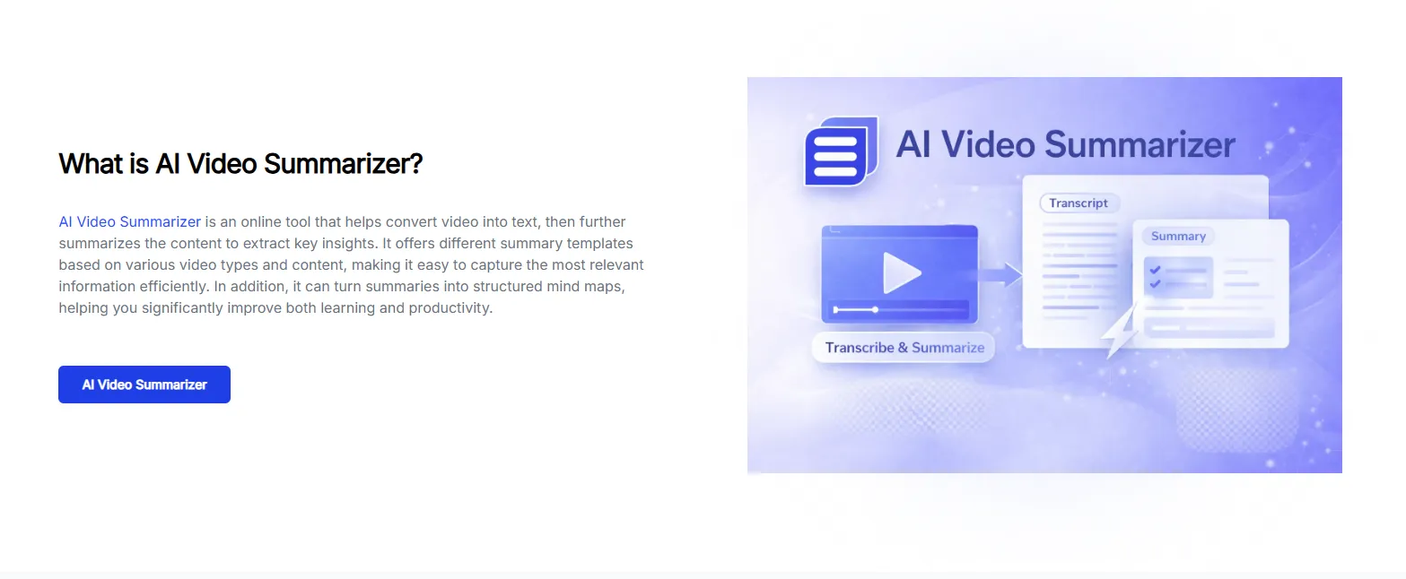 AI Video Summarizer - Turns Any Video into Summaries for Free | Creati.ai