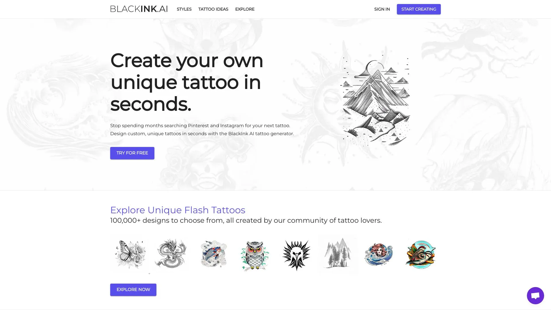 BlackInk AI: Instantly Create Unique Tattoo Designs | Creati.ai
