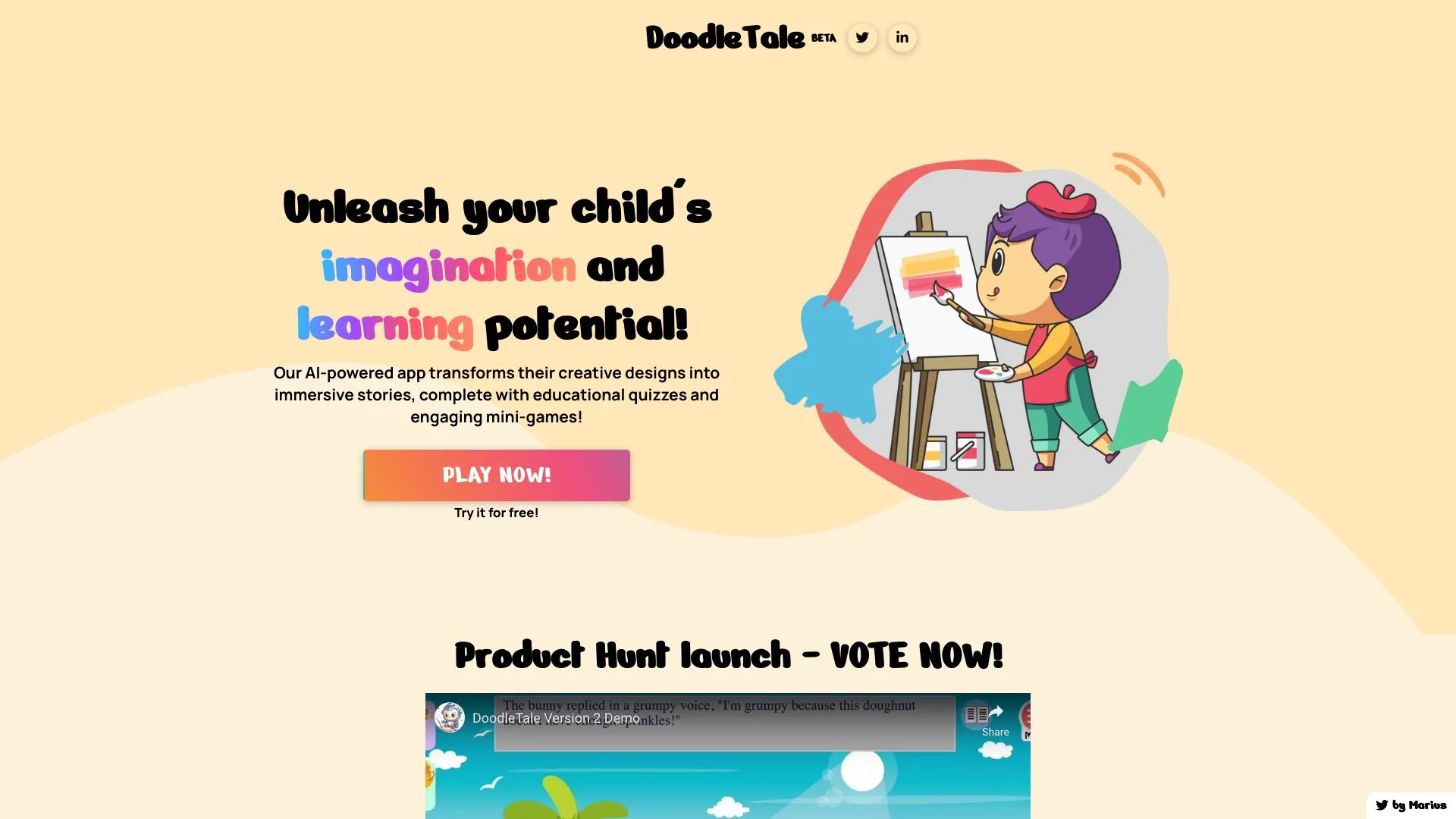 DoodleTale - Aplicación de Creatividad Infantil con IA | Creati.ai