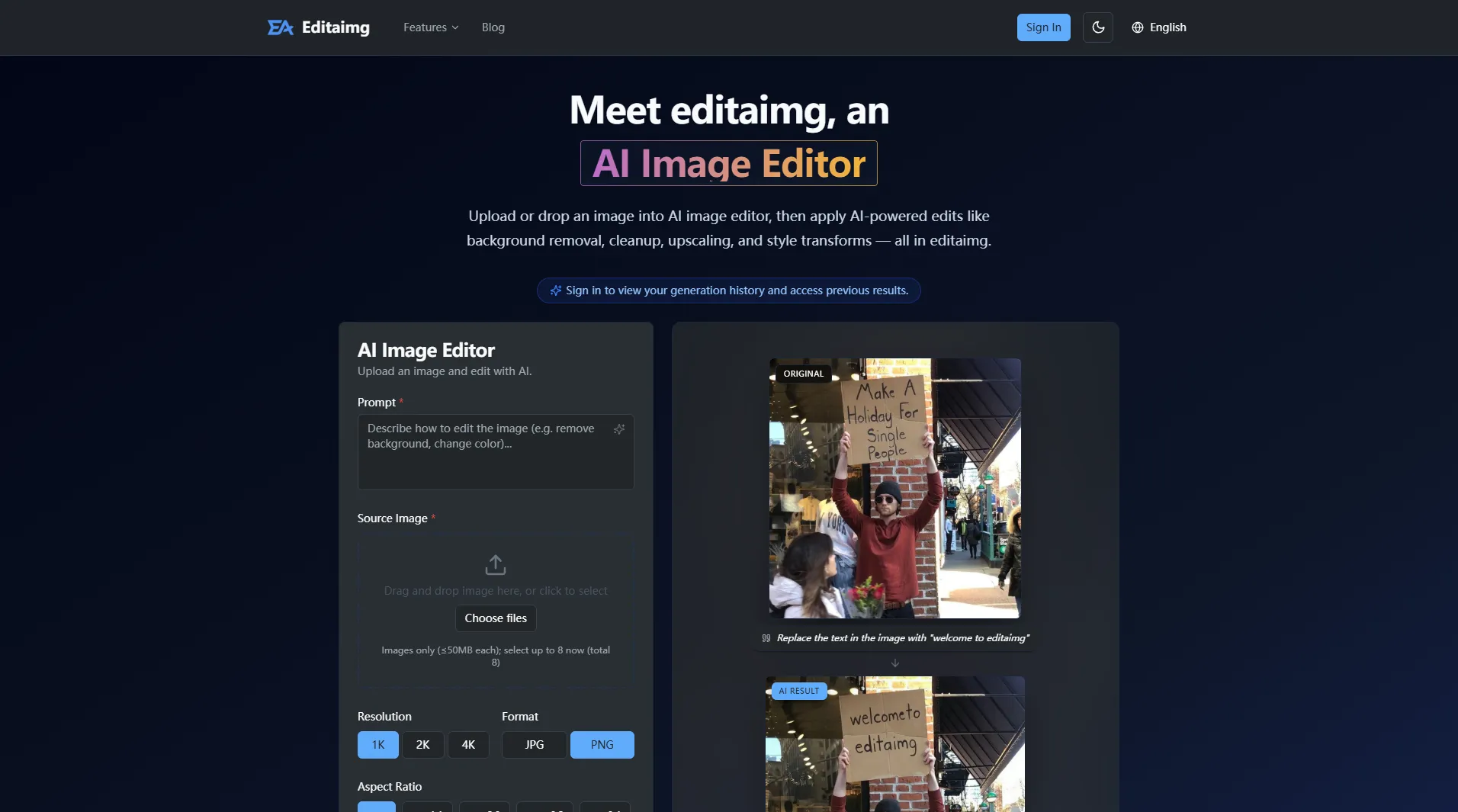 Editaimg AI Image Editor for Fast Visual Transformations | Creati.ai