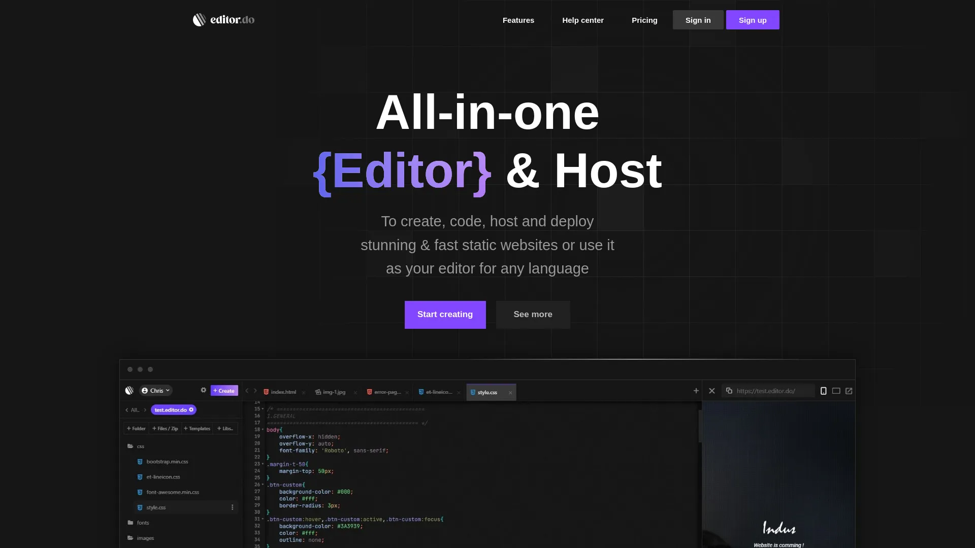 Editor.do: All-in-One Code Editor & Hosting Solution | Creati.ai