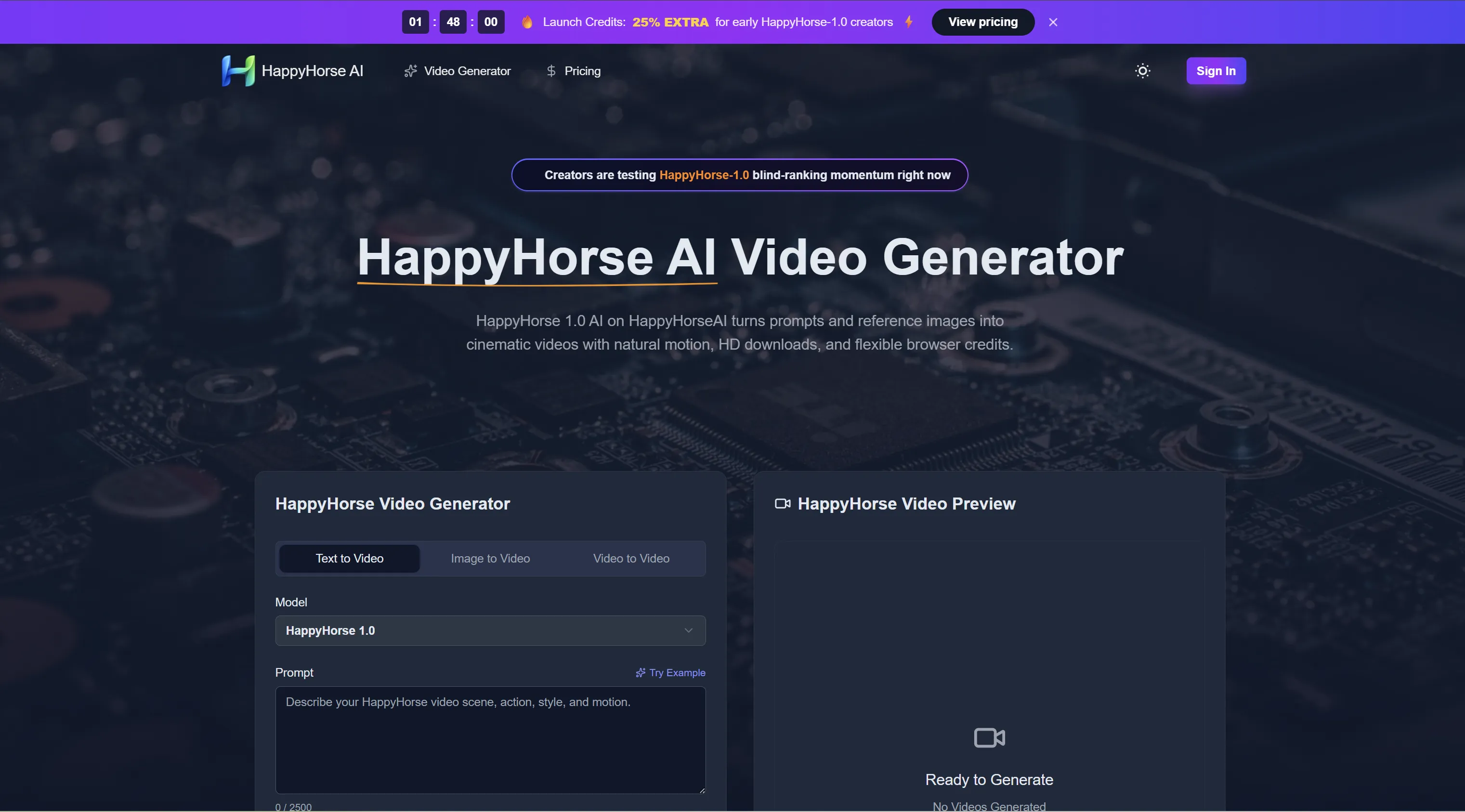 Generador de video HappyHorse AI para clips cinematográficos | Creati.ai