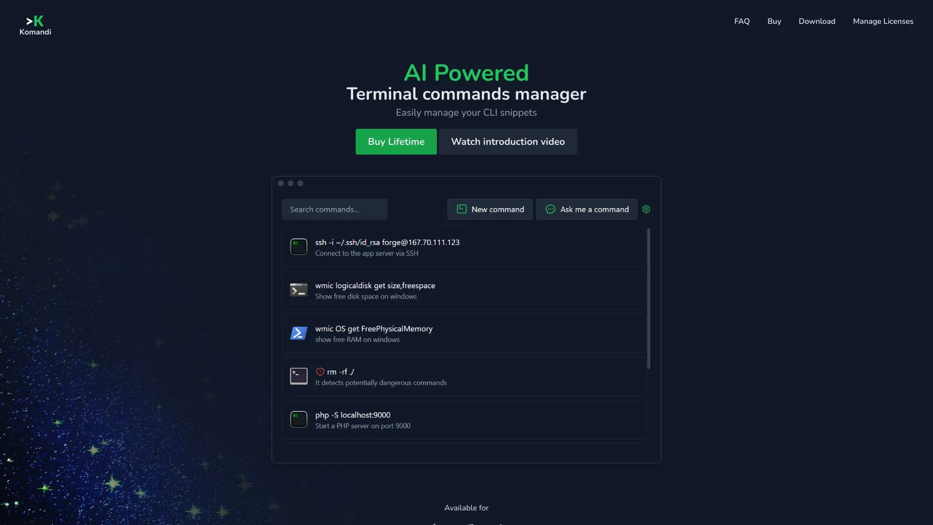 Komandi - AI Powered Terminal Command Manager | Creati.ai