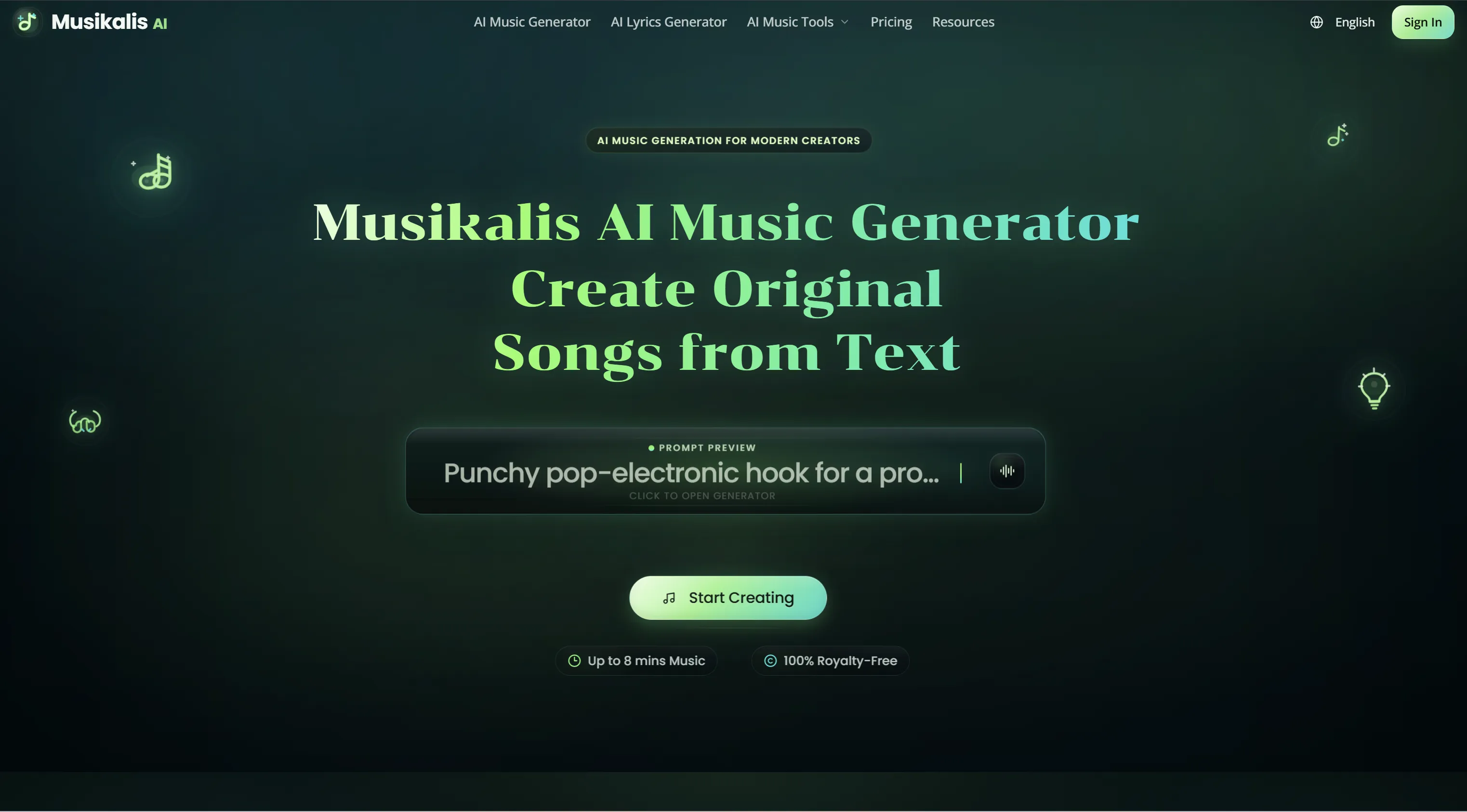 Generador de música con IA Musikalis | Crea canciones a partir de texto ...