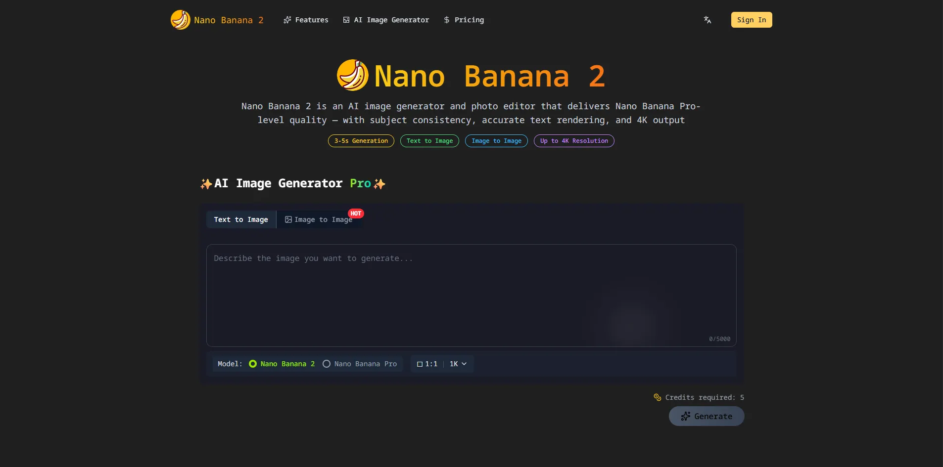 Generador de Imágenes con IA y Editor de Fotos Nano Banana 2 | Creati.ai