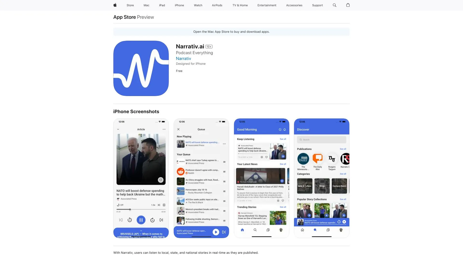 Narrativ AI - Personalized and Immersive Narrated News | Creati.ai