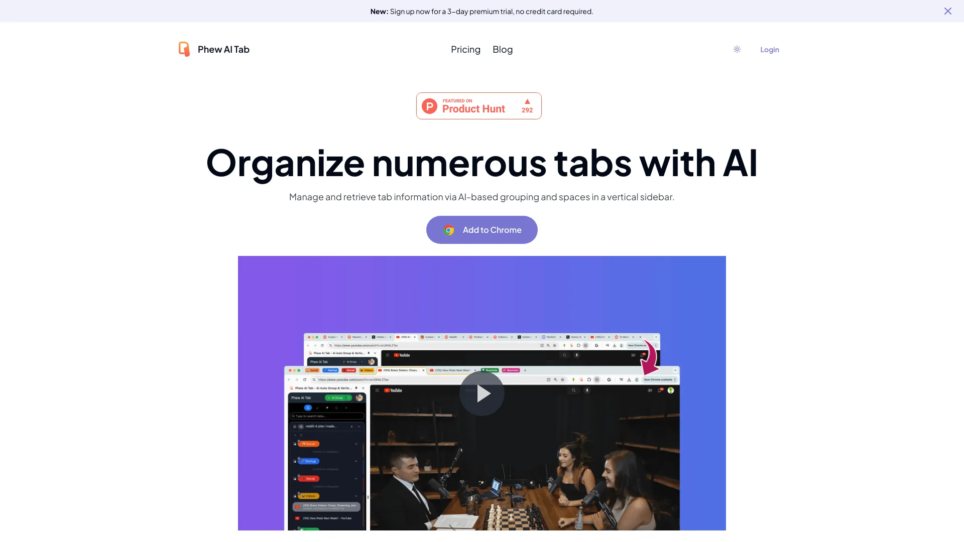 Tab Based Software Phew AI Tab - AI-Based Browser Tab Manager | Creati.ai