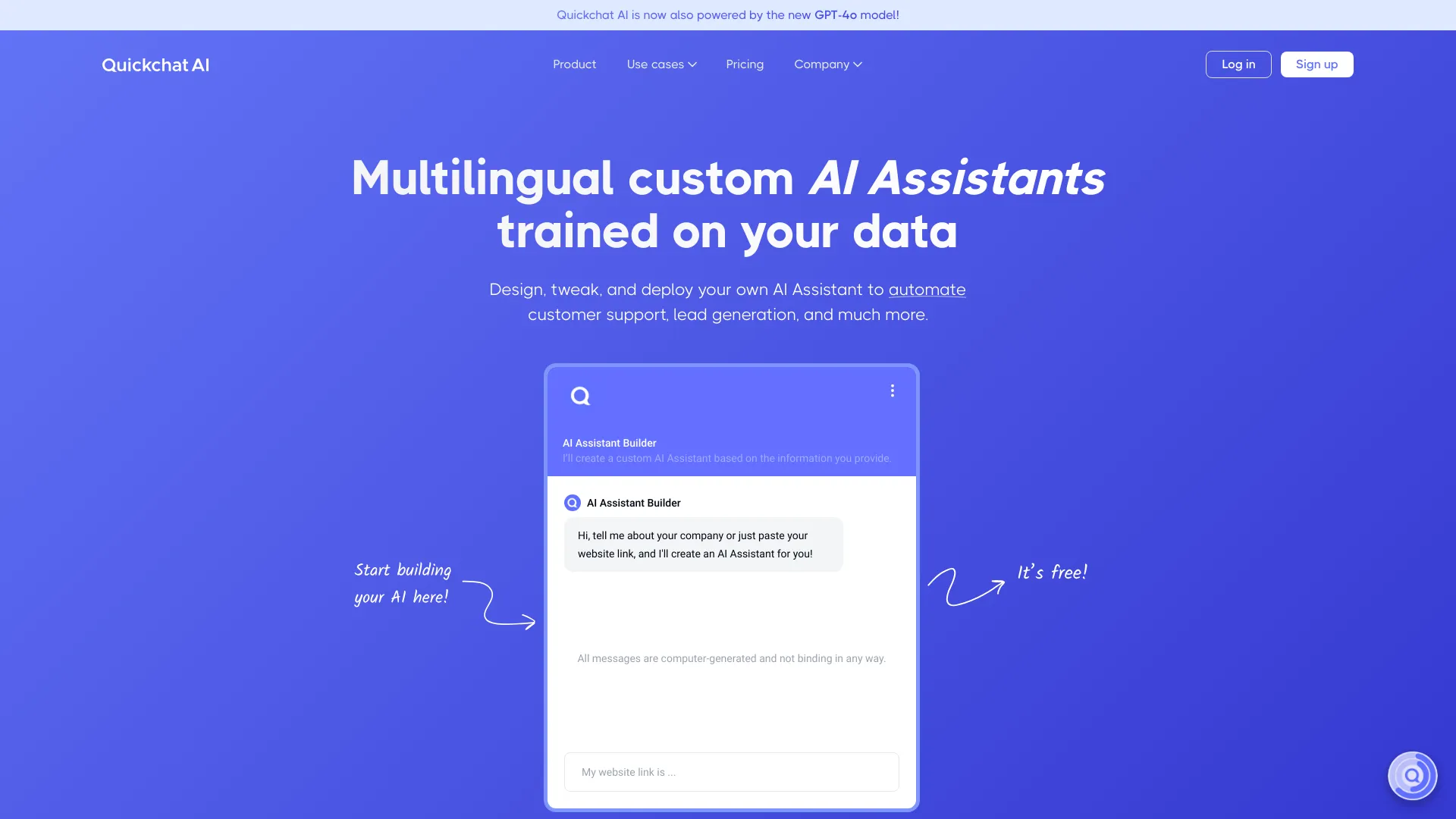 Quickchat AI: Customizable AI Assistants for Businesses | Creati.ai