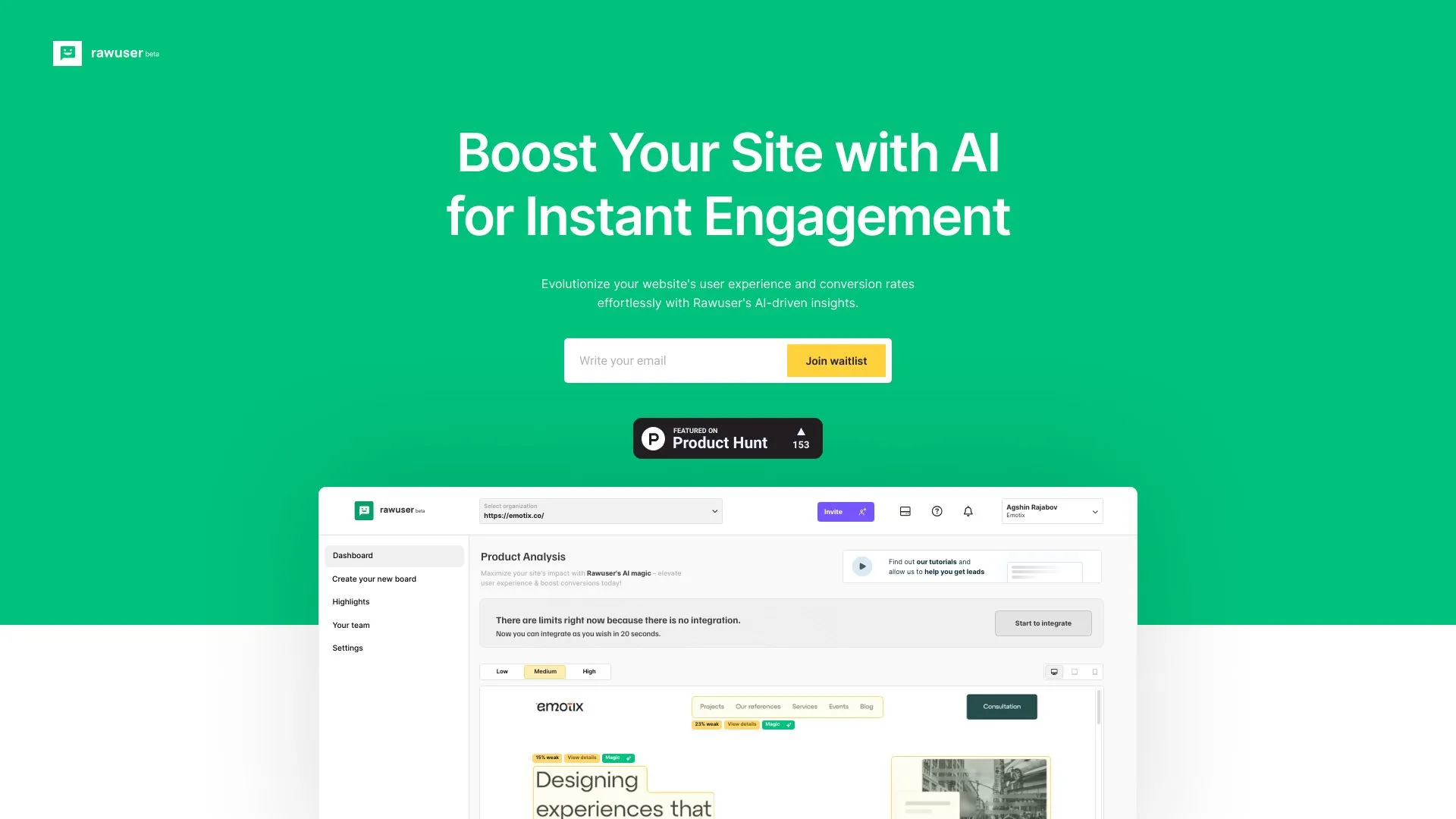 Rawuser - AI-Driven Real-Time Website Customization | Creati.ai