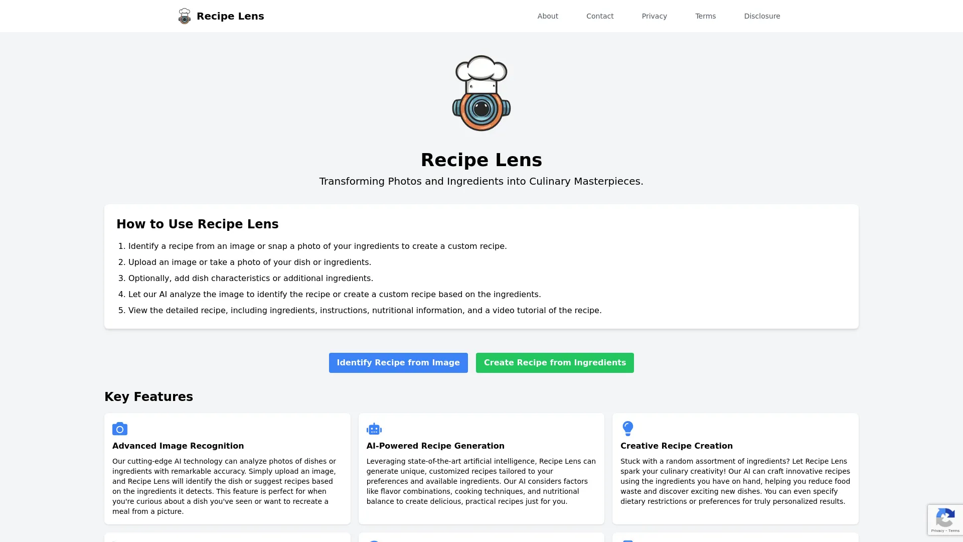 Recipe Lens: Your Ultimate Cooking Companion | Creati.ai