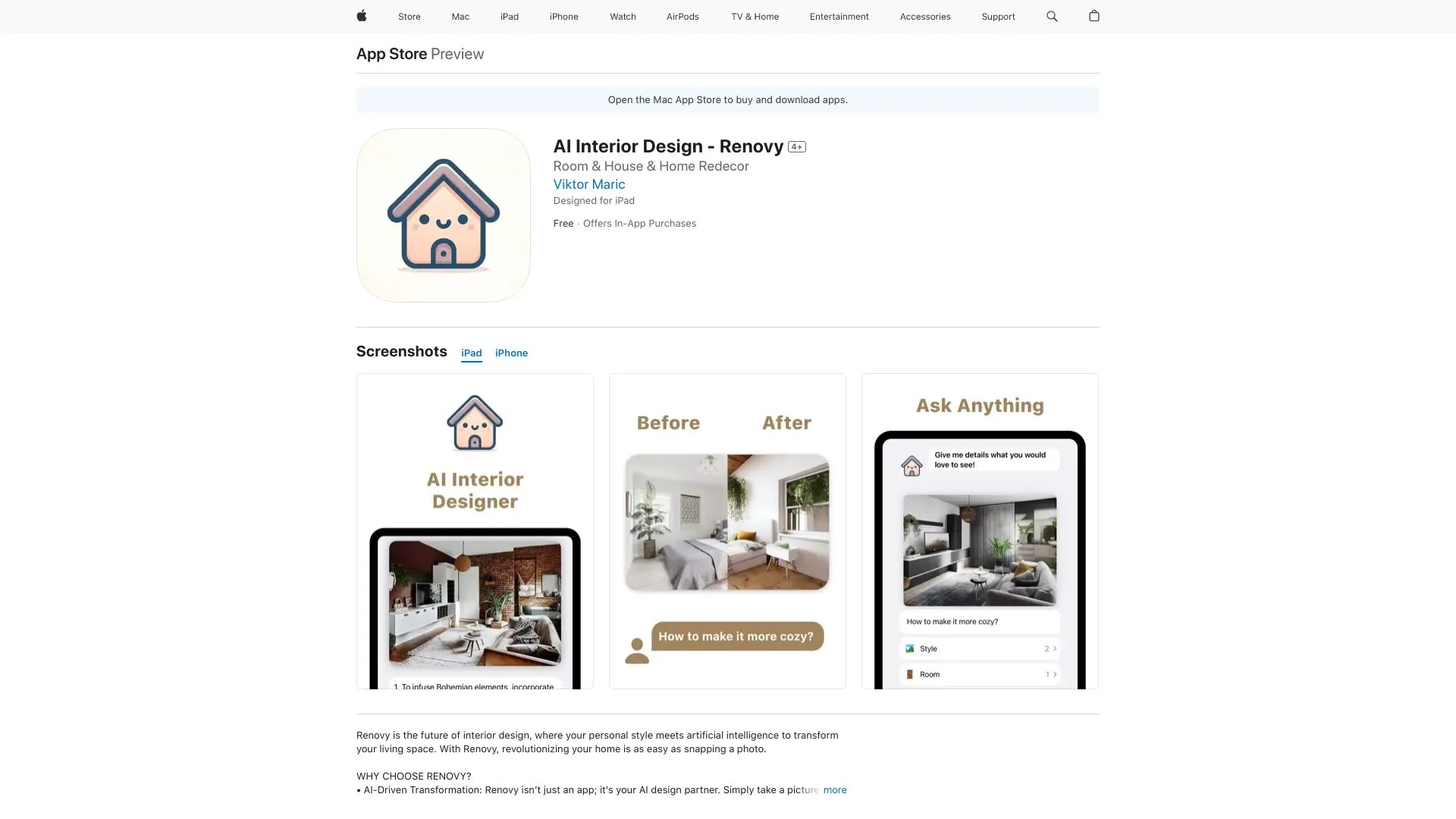 Renovy - AI Interior Design App for Home Transformation | Creati.ai