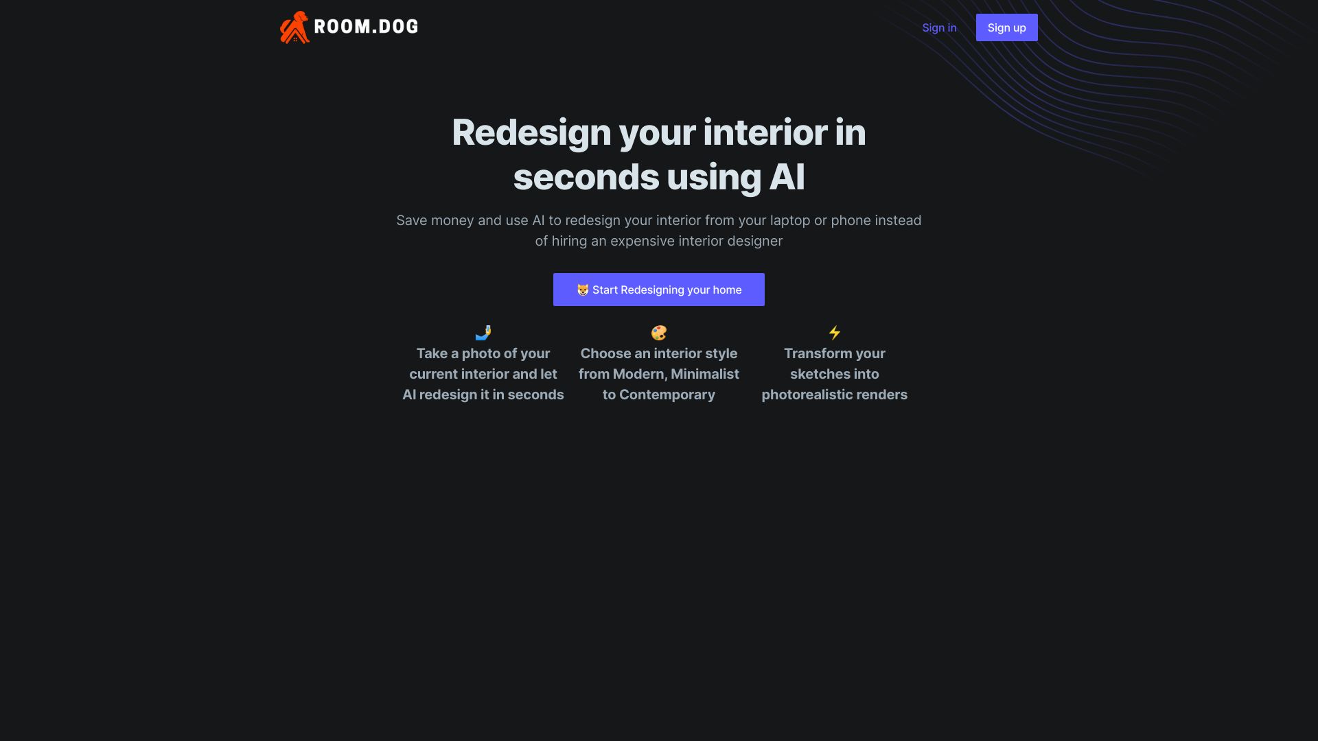 AI-Powered Room Redesign Tool - RoomDog | Creati.ai