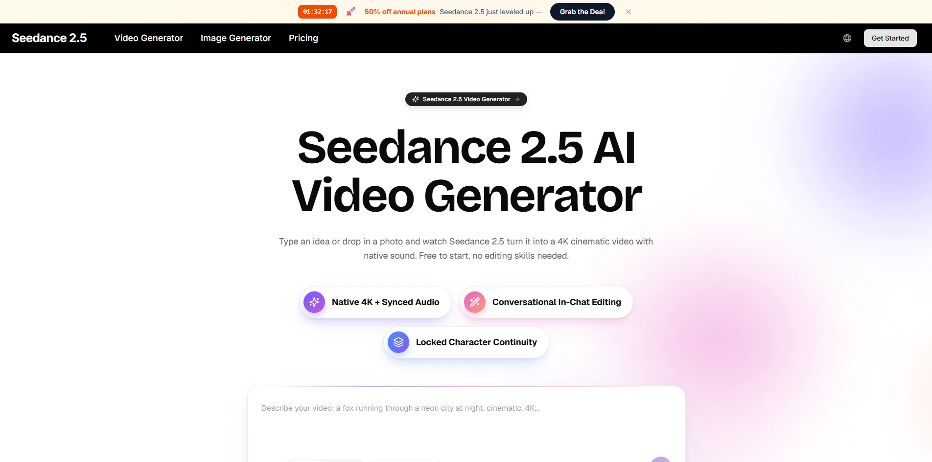 Generador de Videos con IA Seedance 2.5 - Crea Videos 4K Gratis | Creati.ai