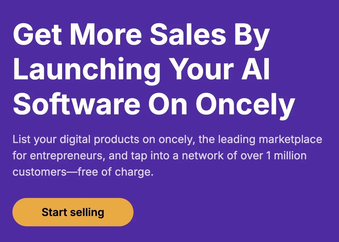 起業家のためのAIソフトウェアの生涯契約 | Oncely | Creati.ai, image size:1120x802