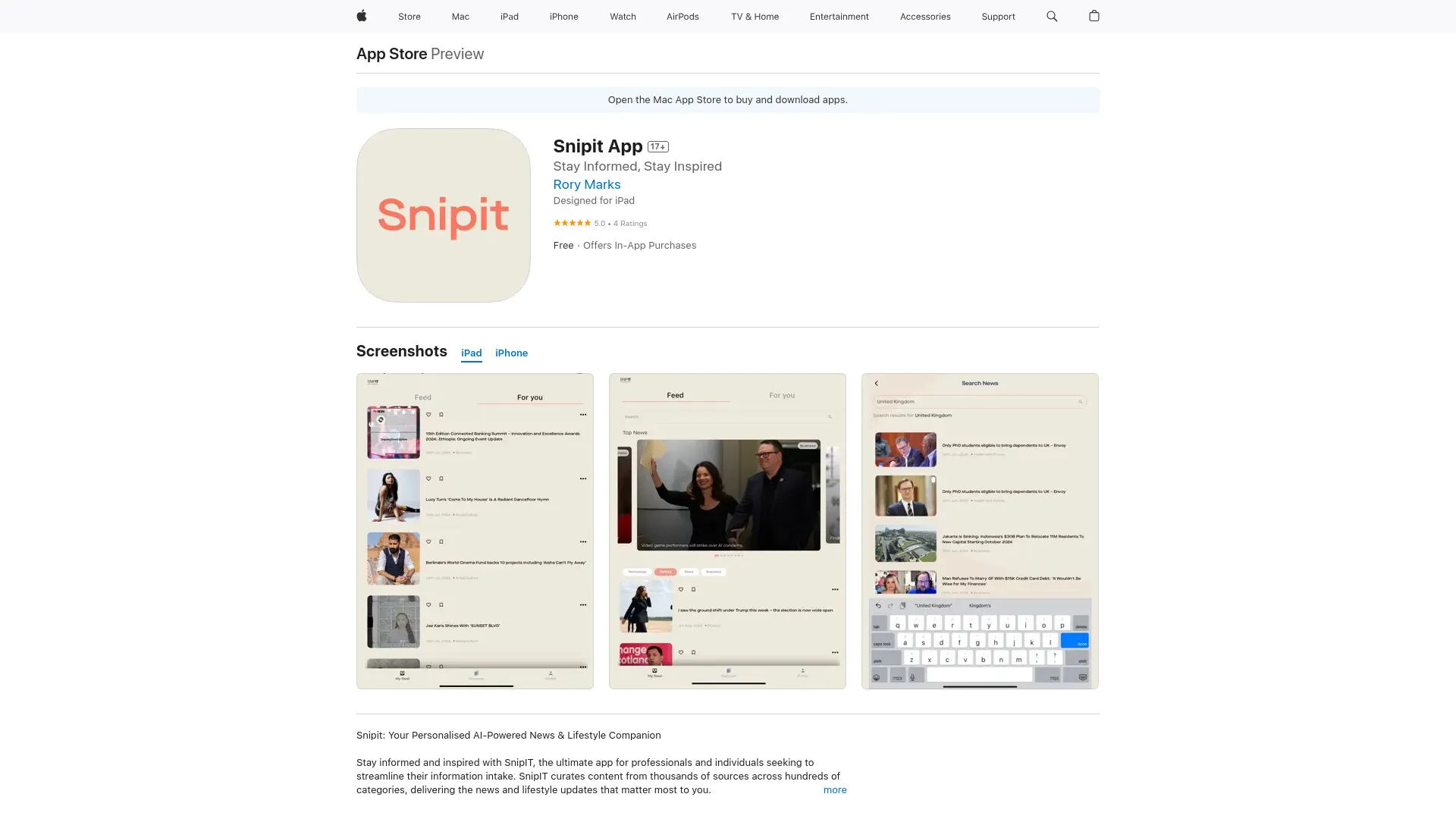 Snipeit App Ios SnipIT: Your Personalized AI-Powered News and Lifestyle App | Creati.ai