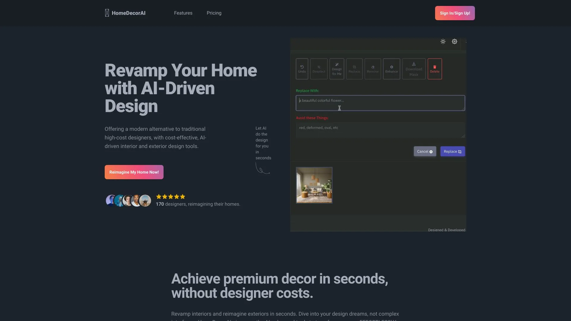 HomeDecorAI: Soluciones de Diseño de Hogar Impulsadas por IA | Creati.ai
