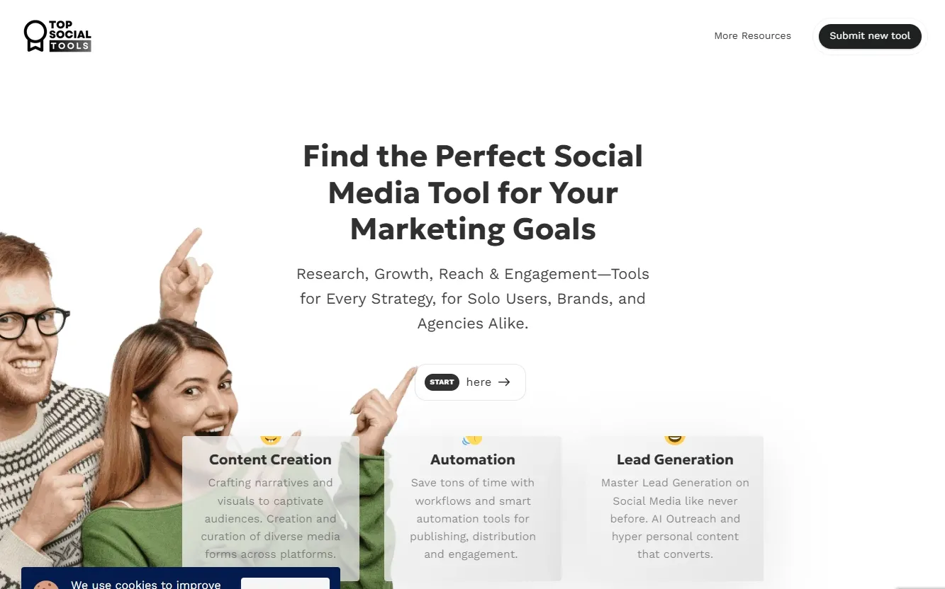 Social Tools Extension Top Social Tools: Comprehensive Social Media Marketing Tools | Creati.ai