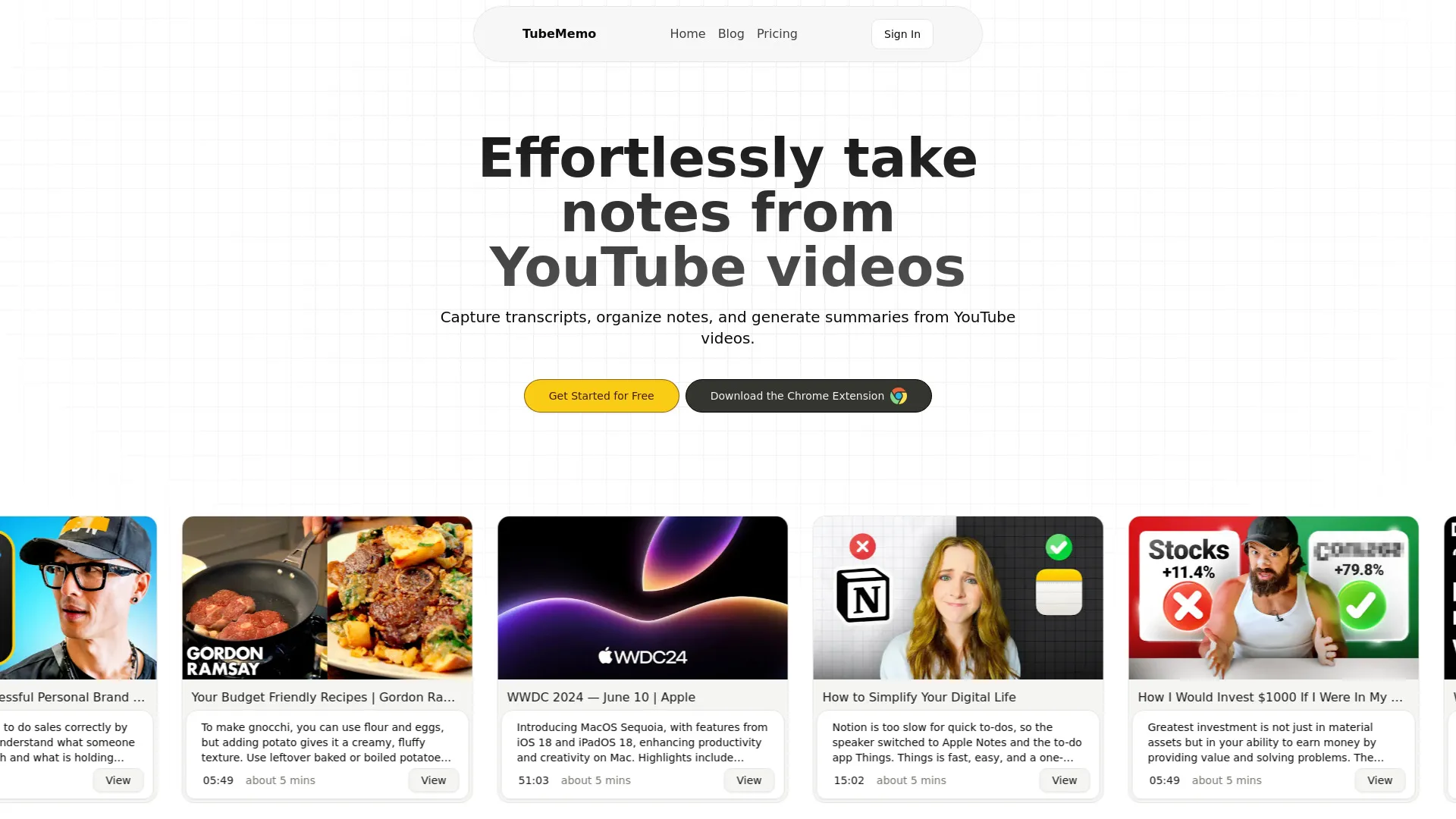 Tube Memo: Effortless Note Taking from YouTube Videos | Creati.ai