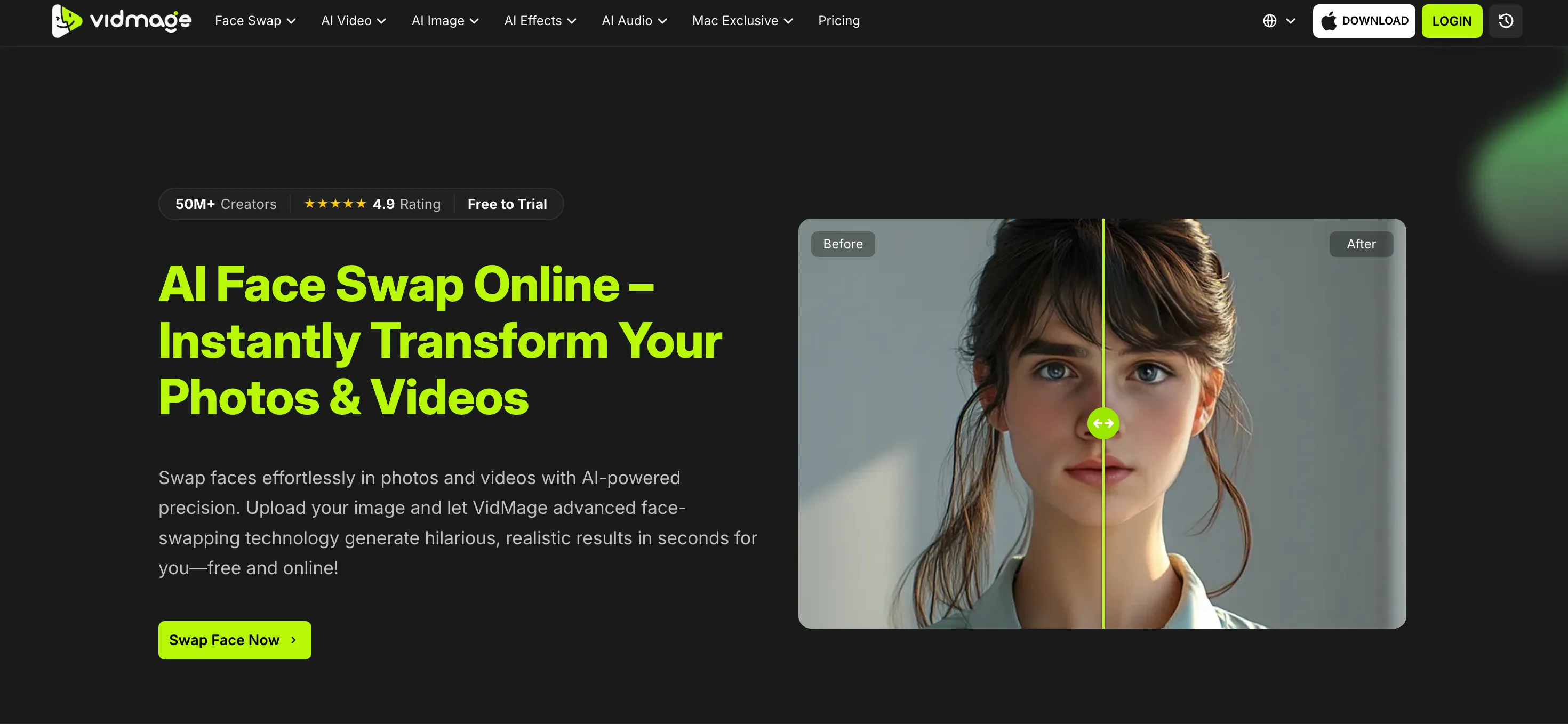 VidMage AI Face Swap – Create Realistic Face Swaps Online | Creati.ai