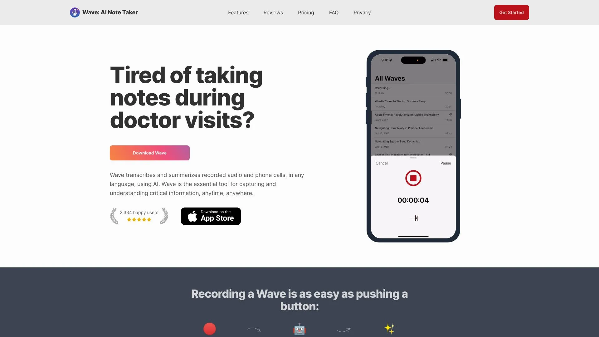 Wave Transcript App Wave: AI-Powered Note-Taking App for iOS | Creati.ai