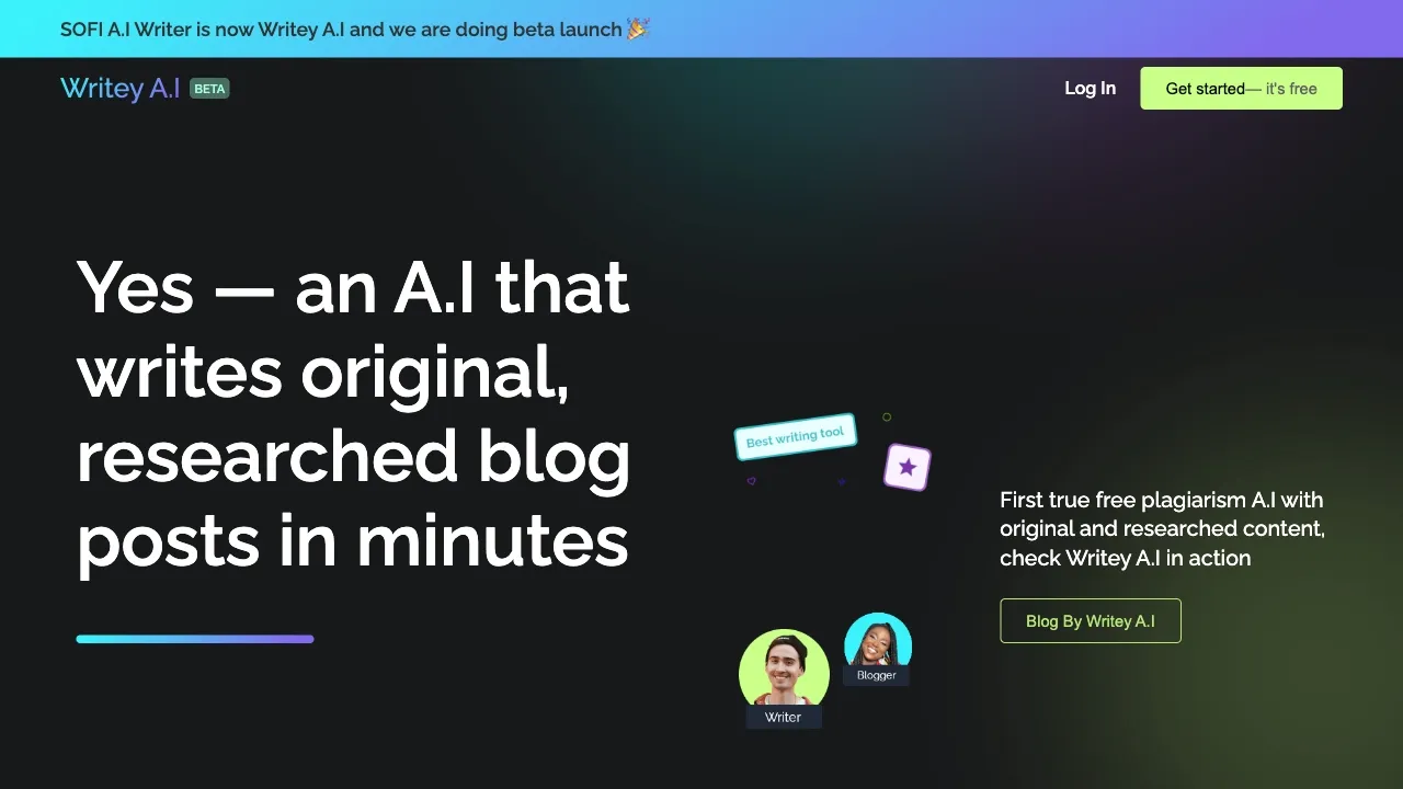 Writey AI - Advanced AI-Powered Writing Assistant | Creati.ai