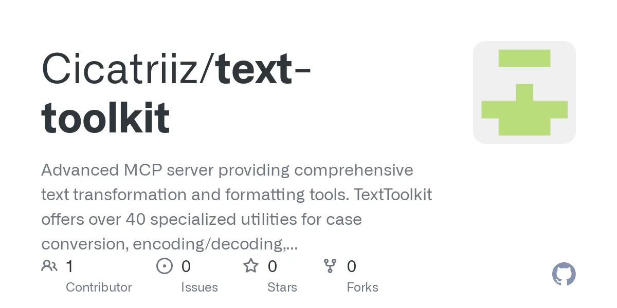 Model Text Toolkit TextToolkit MCP Server - Herramientas completas de transformación y ...